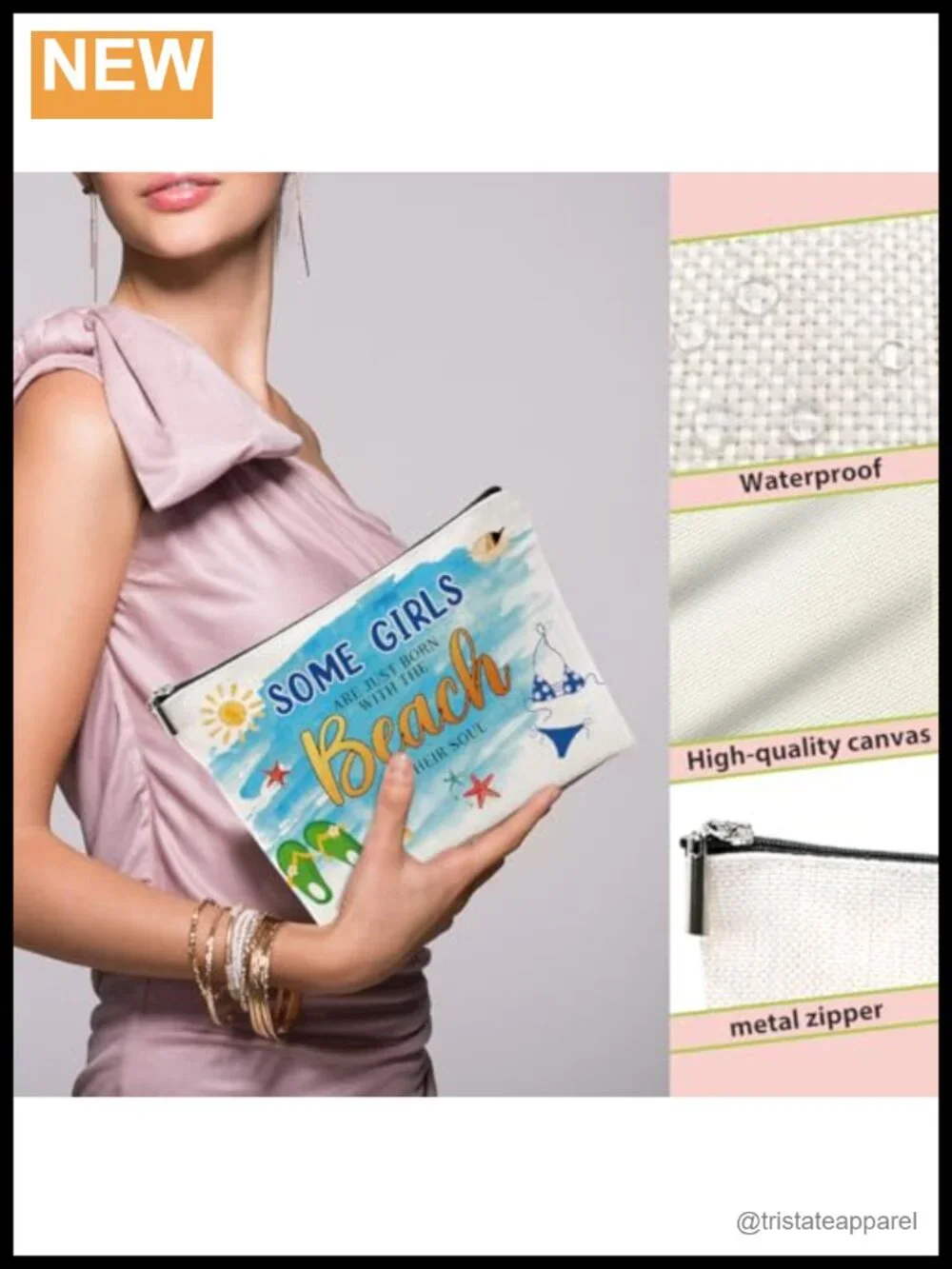Cotton Linen Makeup Bag - 9.6x7.1x0.2in Cosmetic Pouch Travel Toiletry Zipper