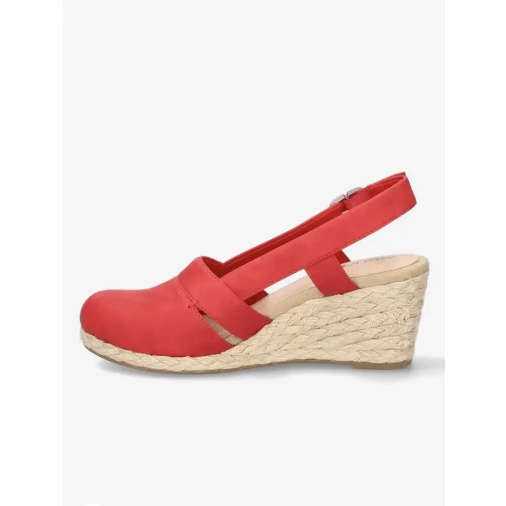 Easy Street Stargaze Red Espadrille Wedge Sandals Women’s Size 6 NEW
