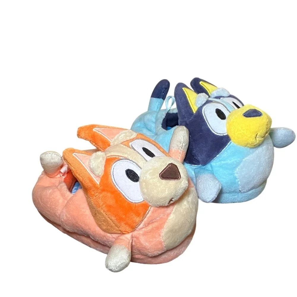 Bluey Bingo Plush Slippers Kids Size 7/8 Blue Orange Character House Shoes 3D