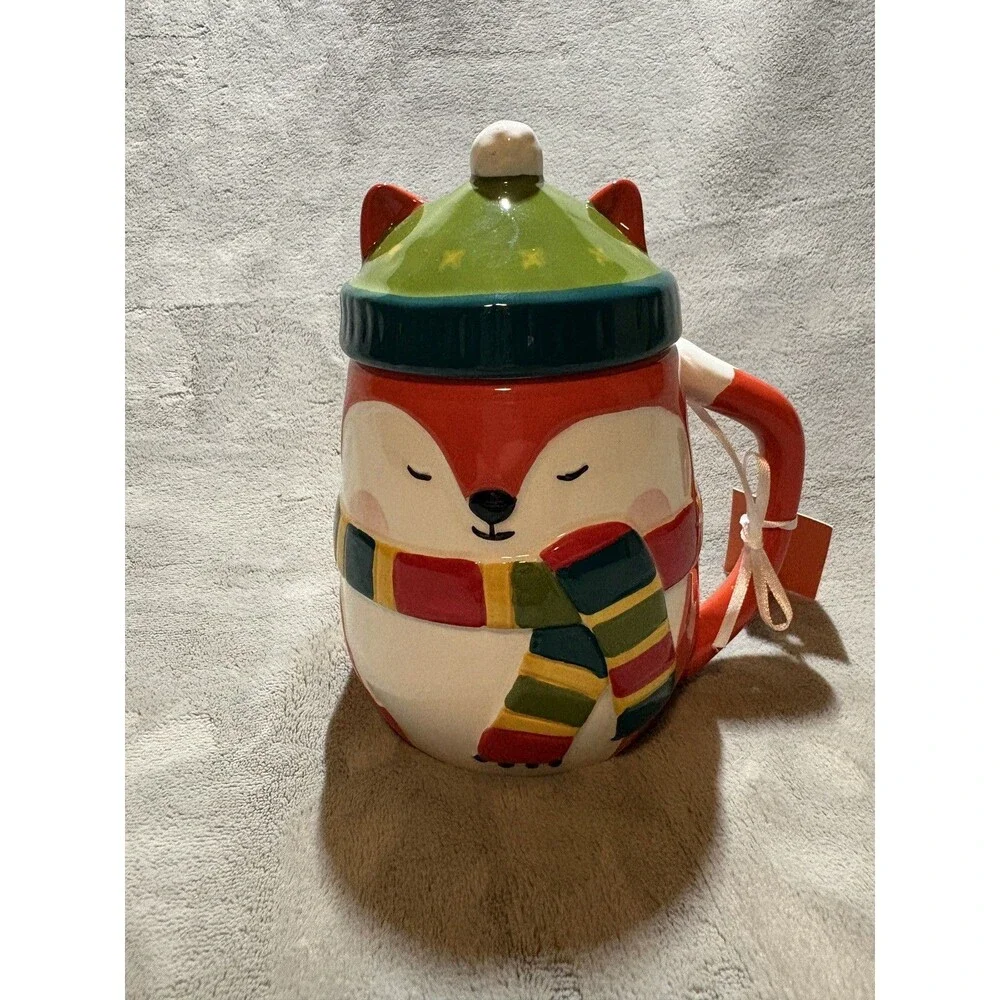 Lang by Design COFFEE MUG with lid Fox in a Hat New Large