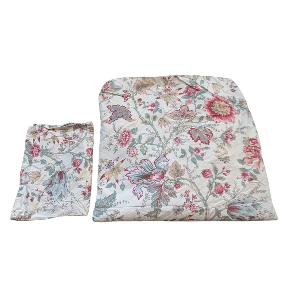 Pottery Barn Full/Queen Duvet Cover Palampore Jacobean Cream Red Preppy Cottage