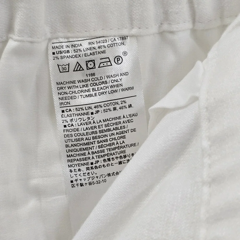 Banana Republic White Linen Blend Tapered High-Rise Ankle Pants XL  Resortwear