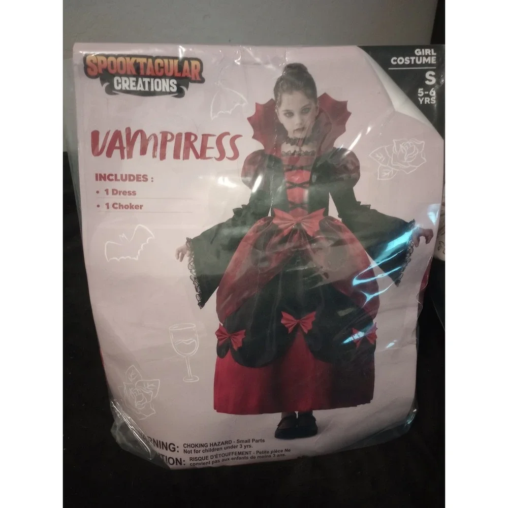 Spooktacular Creations Vampiress Costume Girls Small 5-6 Years New Halloween