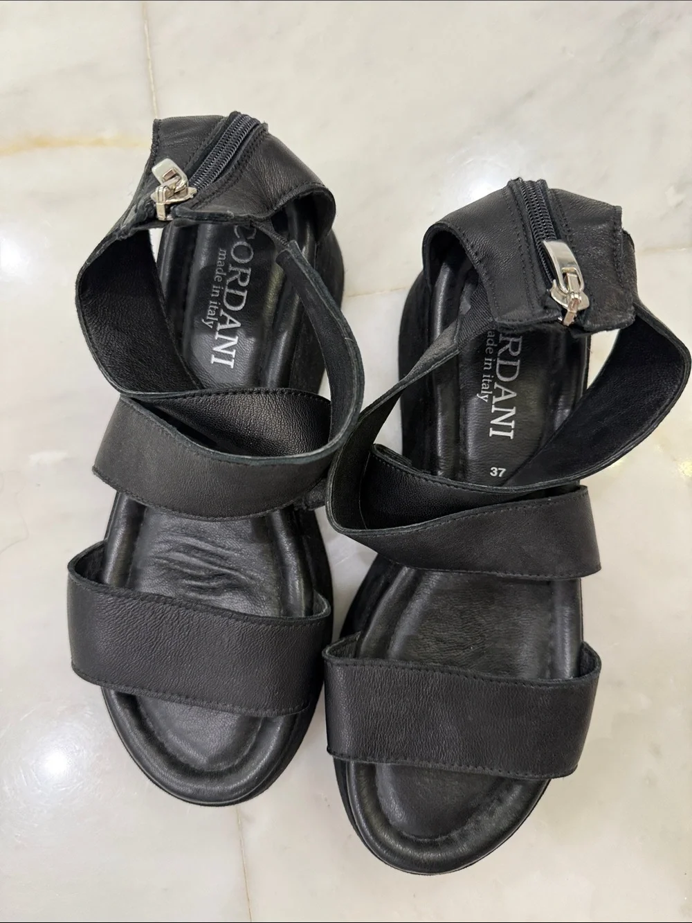 Cordani Italian Black Platform Strappy Sandals - Women