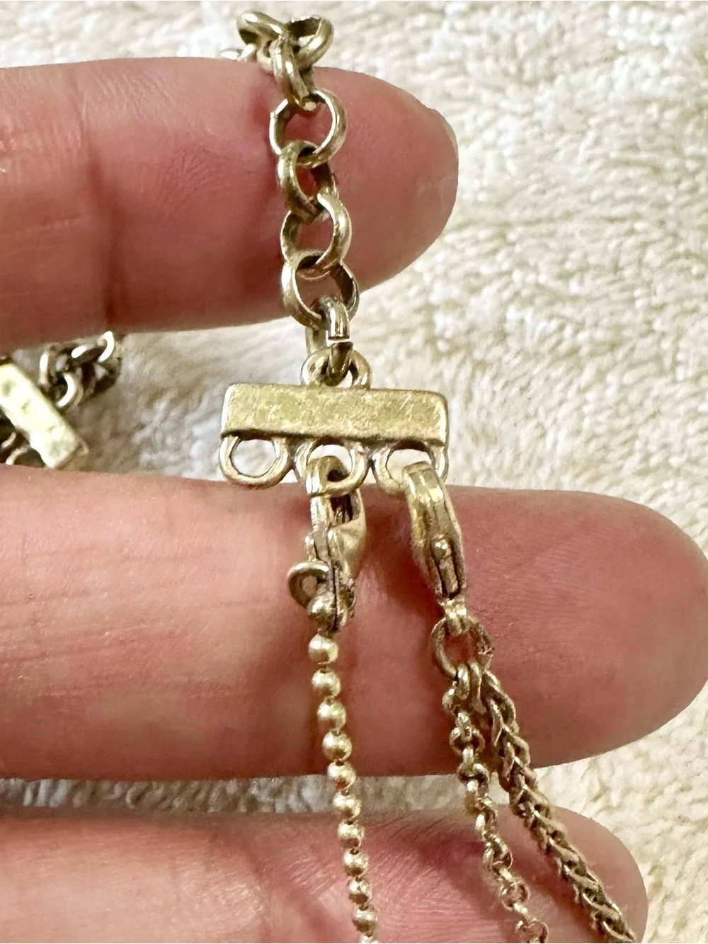 Lucky Brand Gold Layered Necklace Turquoise Boho Multi Strand Chain As Is Flaw