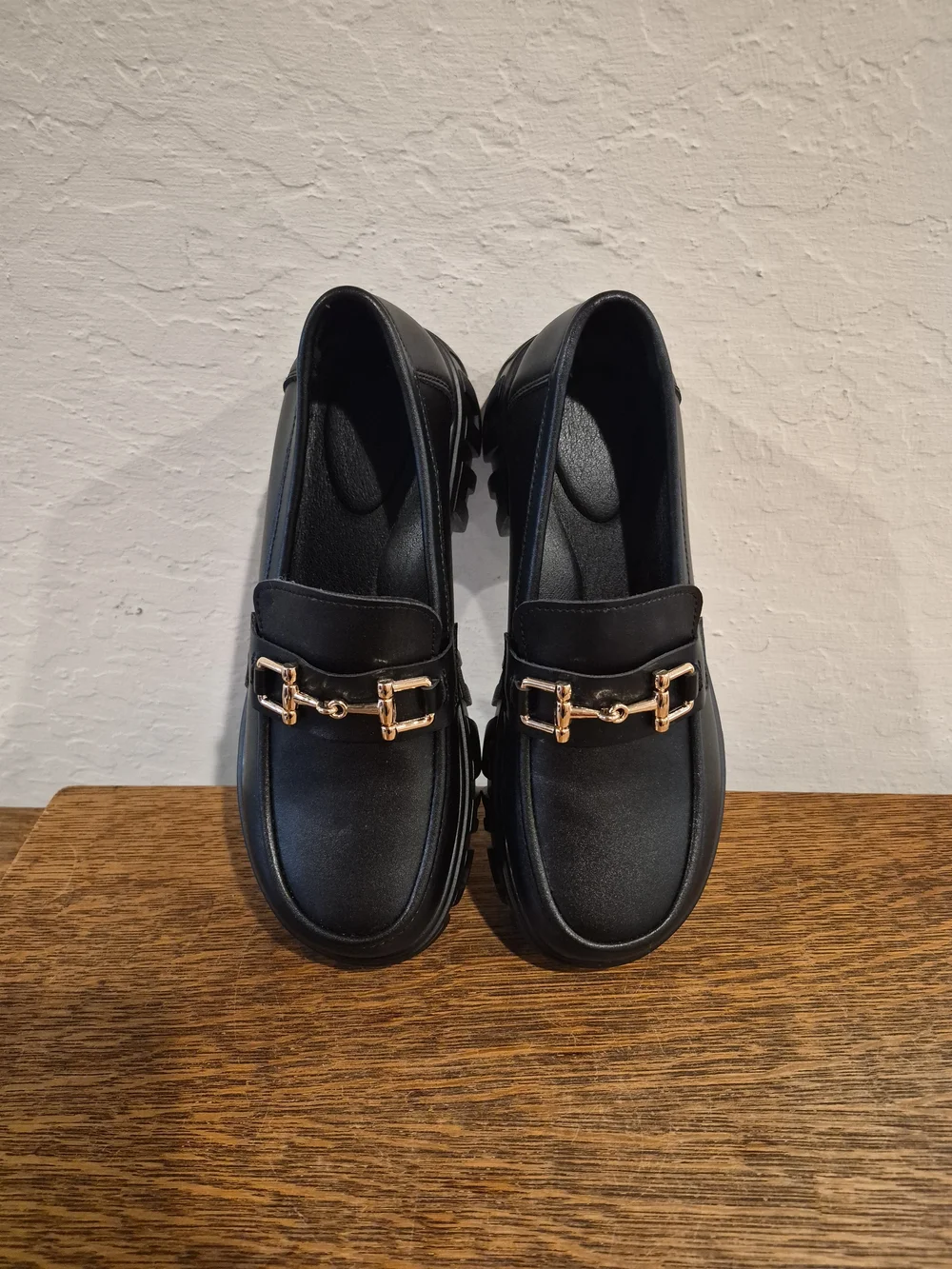 Black Chunky Platform Loafers  Women's Size US 7.5