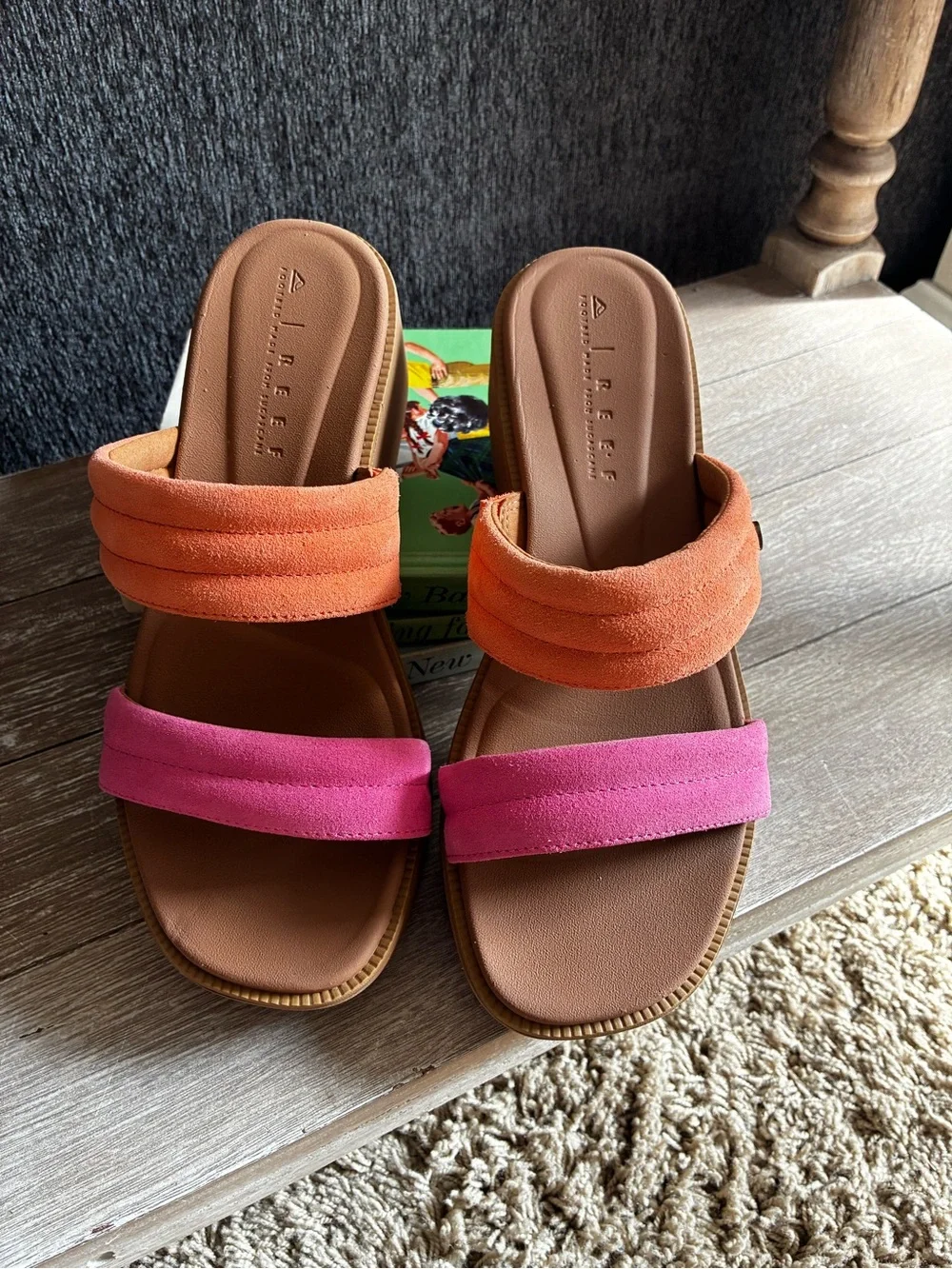 Reef Lofty Lux Hi Platform Sandals With Pink and Orange Cushioned Straps