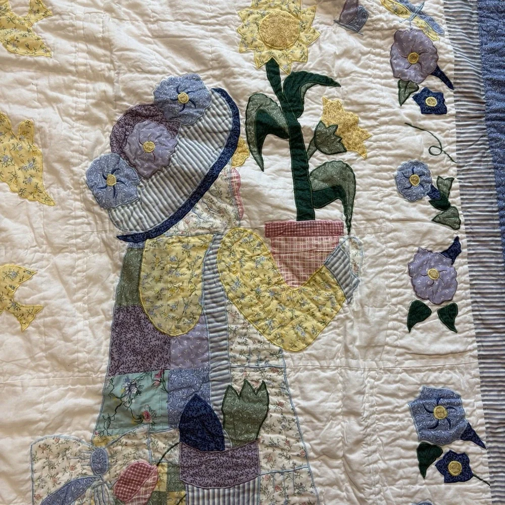 Vtg American Pacific Sunbonnet Sue Quilt Limited Edition Throw Floral 49x59