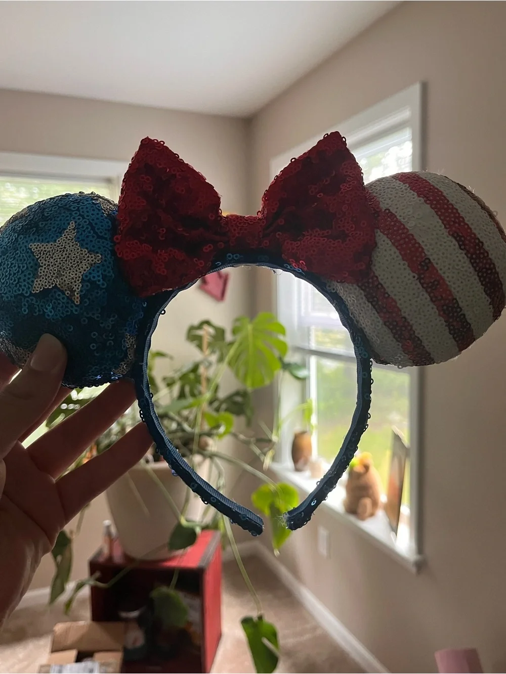 Disney Sequin Minnie Ears Headband - Red & Blue