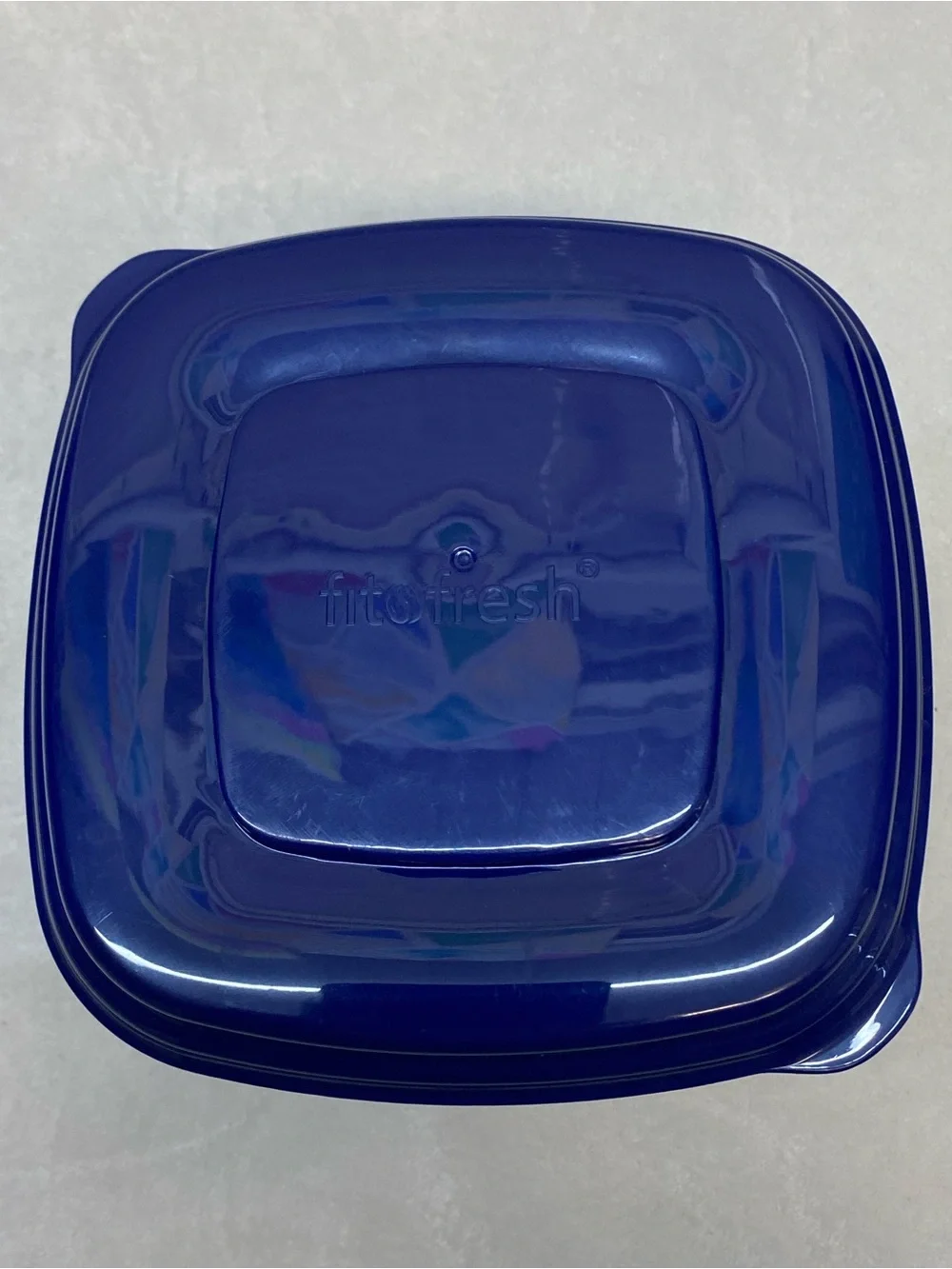 Fit & Fresh plastic sectional food storage container with a blue lid lunchbox