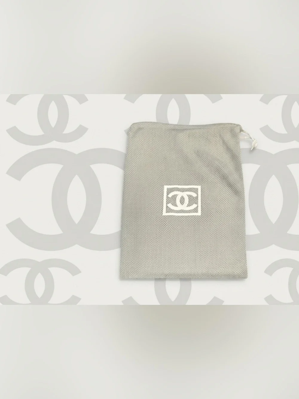 Rare authentic Chanel luxury designer signature mesh storage dust bag