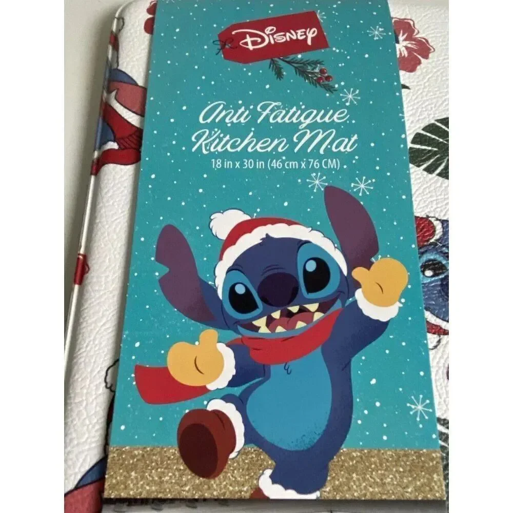 Disney Stitch Anti Fatigue Kitchen Mat 18 X 30”‎ Christmas Santa Hat Holiday NEW