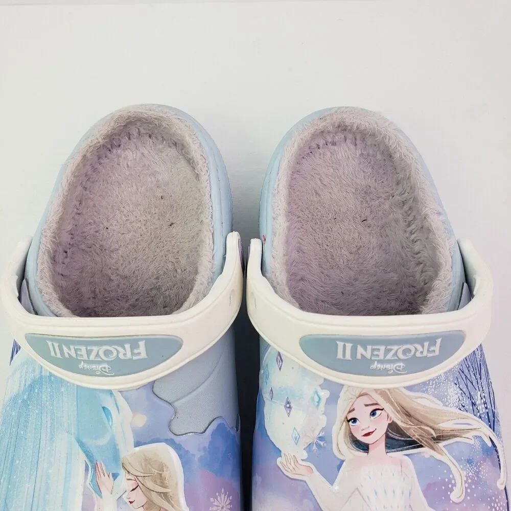 Crocs Fun Lab Kids Size J3 Mineral Blue Frozen II Disney Lined Clog Shoes