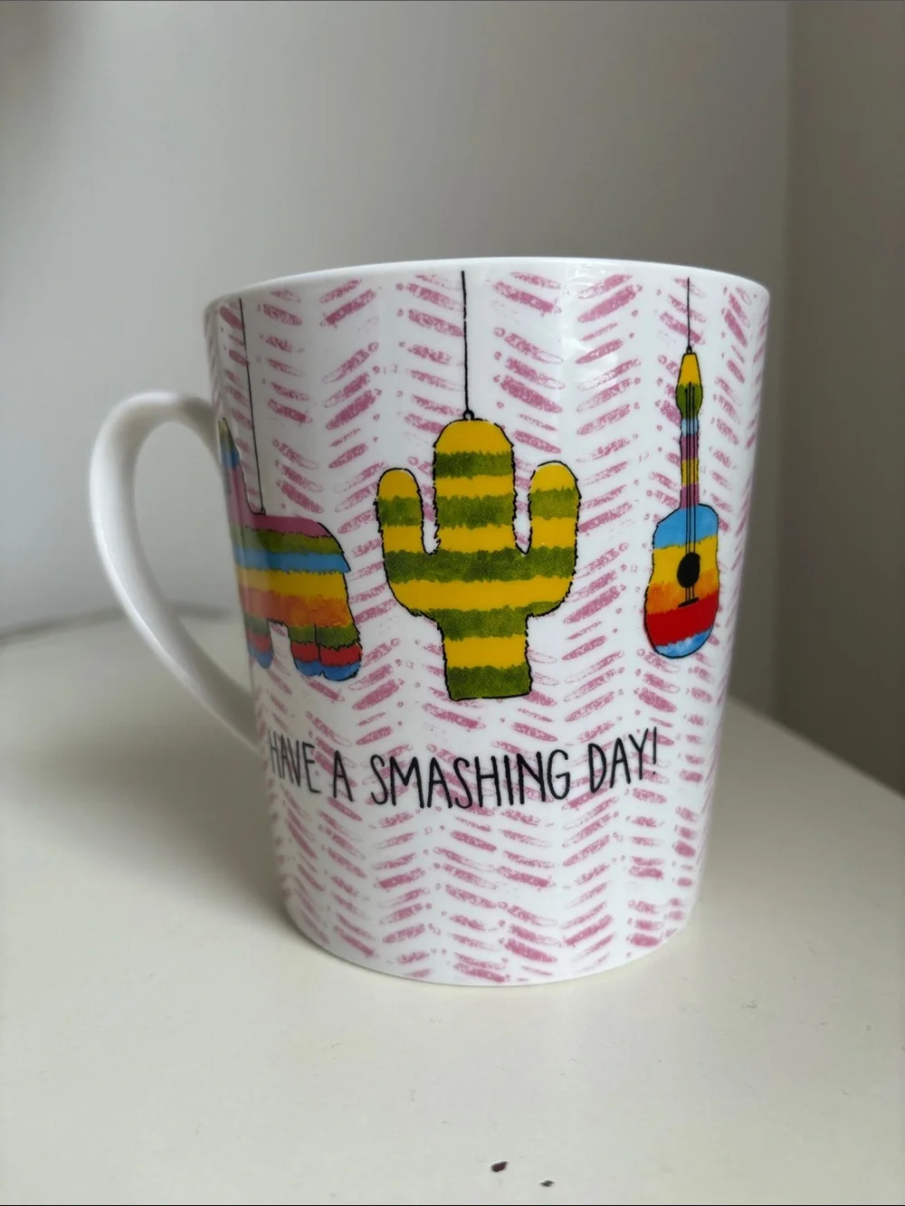 Pier 1 Piñata Jumbo Mug Have A Smashing Day guitar cactus donkey