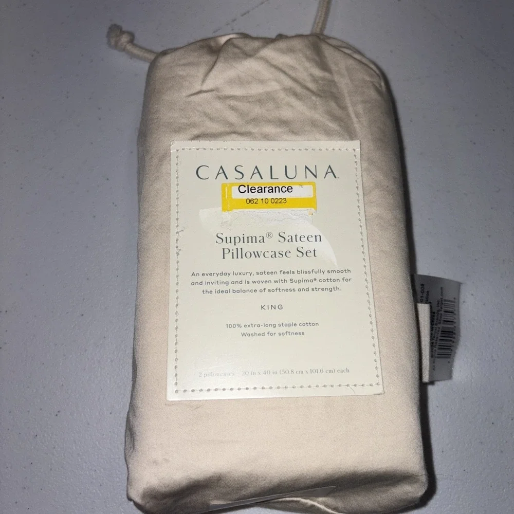 Casaluna Supima Sateen  King Size Pillowcase Set Natural