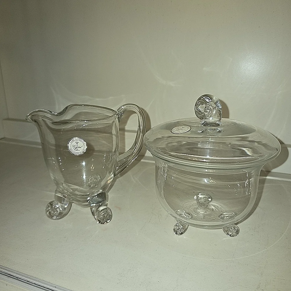 ⭐️40% Off⭐️ Vintagr Genuine Crystal Clear Sugar Bowl and Creamer Set