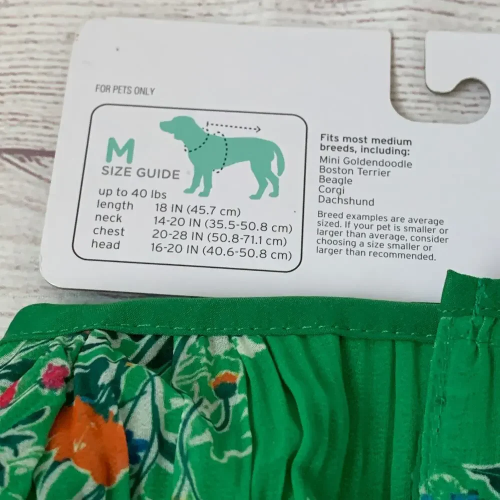 Boots & Barkley Green Floral Pet Dog Dress Size Medium Up to 40lbs