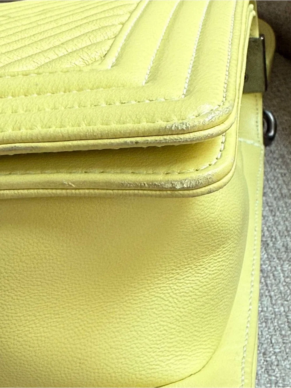 CHANEL lime leather
