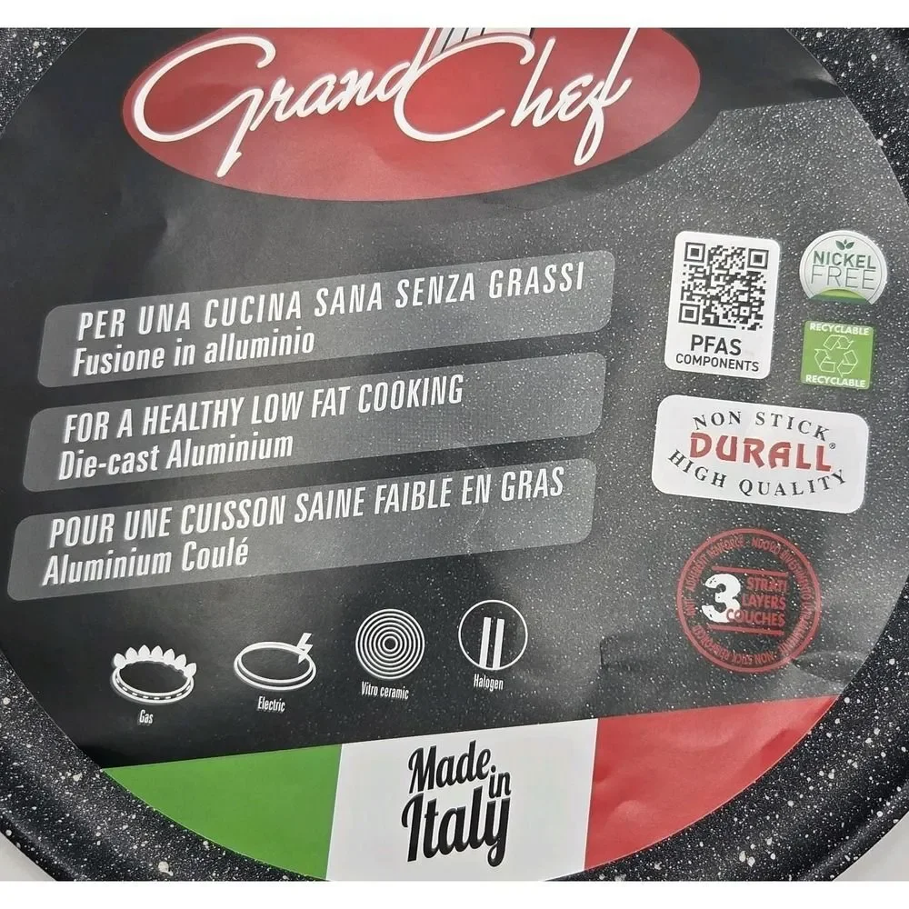 Roch Guss Grand Chef Crepe Griddle Flat Pan 9.5in Healthy Cookware ITALY NEW