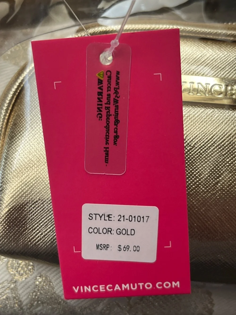 NWT Vince Camuto Clear PVC/Floral/Gold 3 Piece Make /Up bag Set.