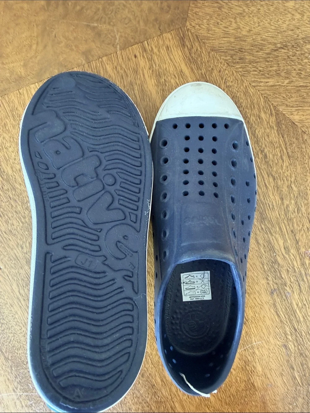 Native Blue Slip-On Kids Sandals with White Toe Cap