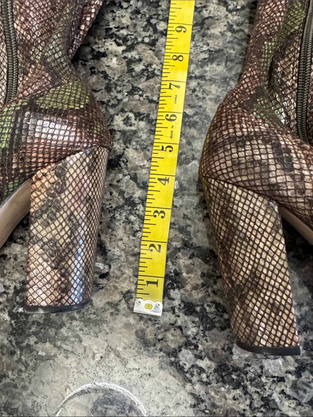 Shoe Dazzle Brown & Green Snake-Print Over-the-Knee Boots