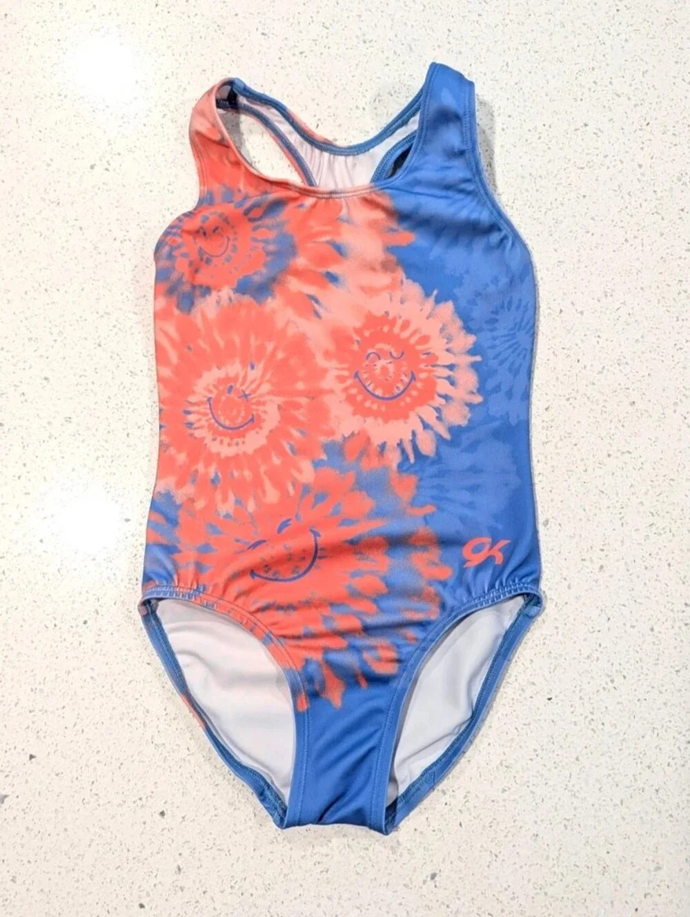 SMILEY WORLD x GK Elite Gymnastics Dance Leotard Medium Tie Dye TieDye HAPPY SUN