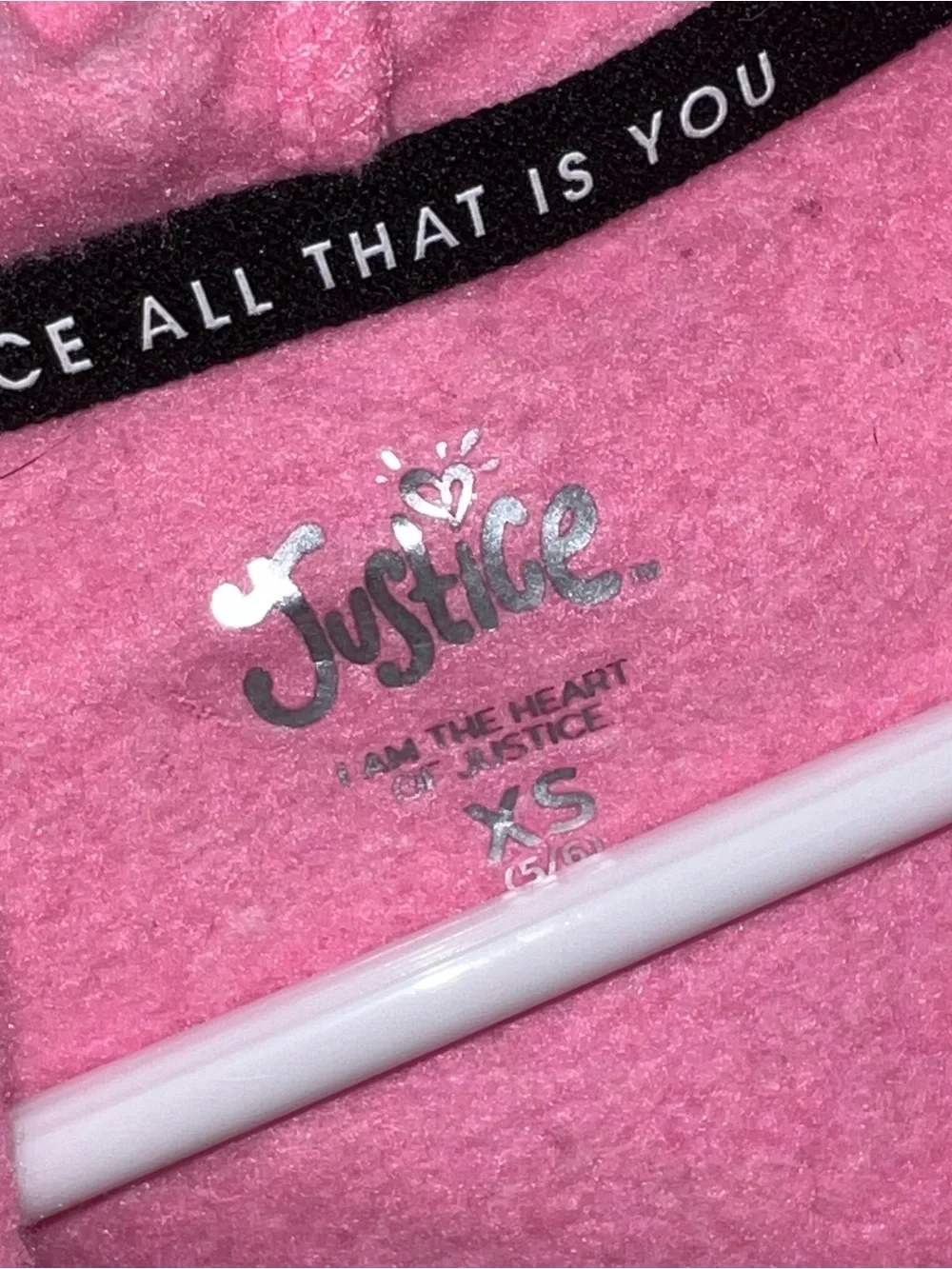 Justice Pink Hoodie with Neon Yellow Logo