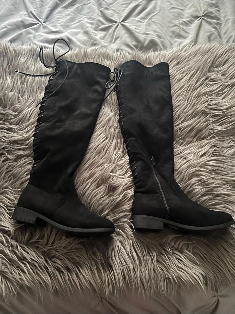 Women’s Black Knee-High Lace-Up Boots