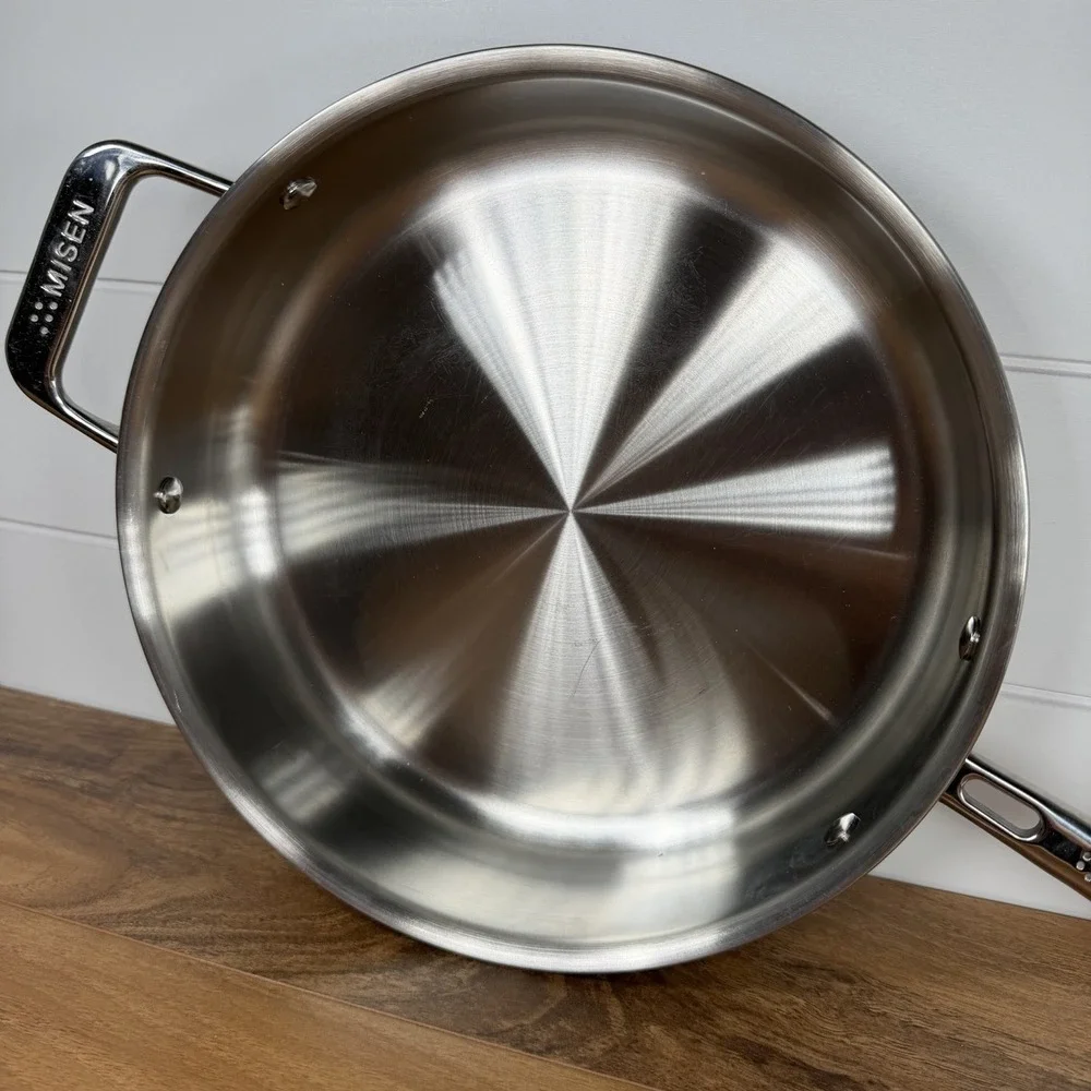 Misen 3 Qt Saute Pan 5 Ply Stainless Steel Gormet Kitchen No Lid Two Handle