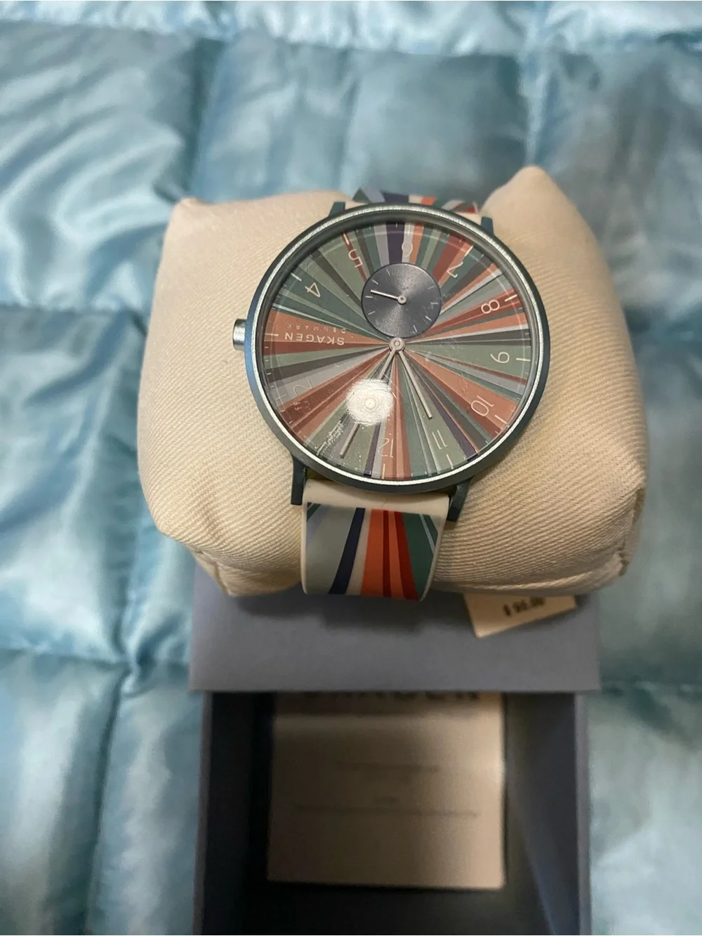 New Skagen Multicolor Stripe Dial and Strap Watch Retail $95