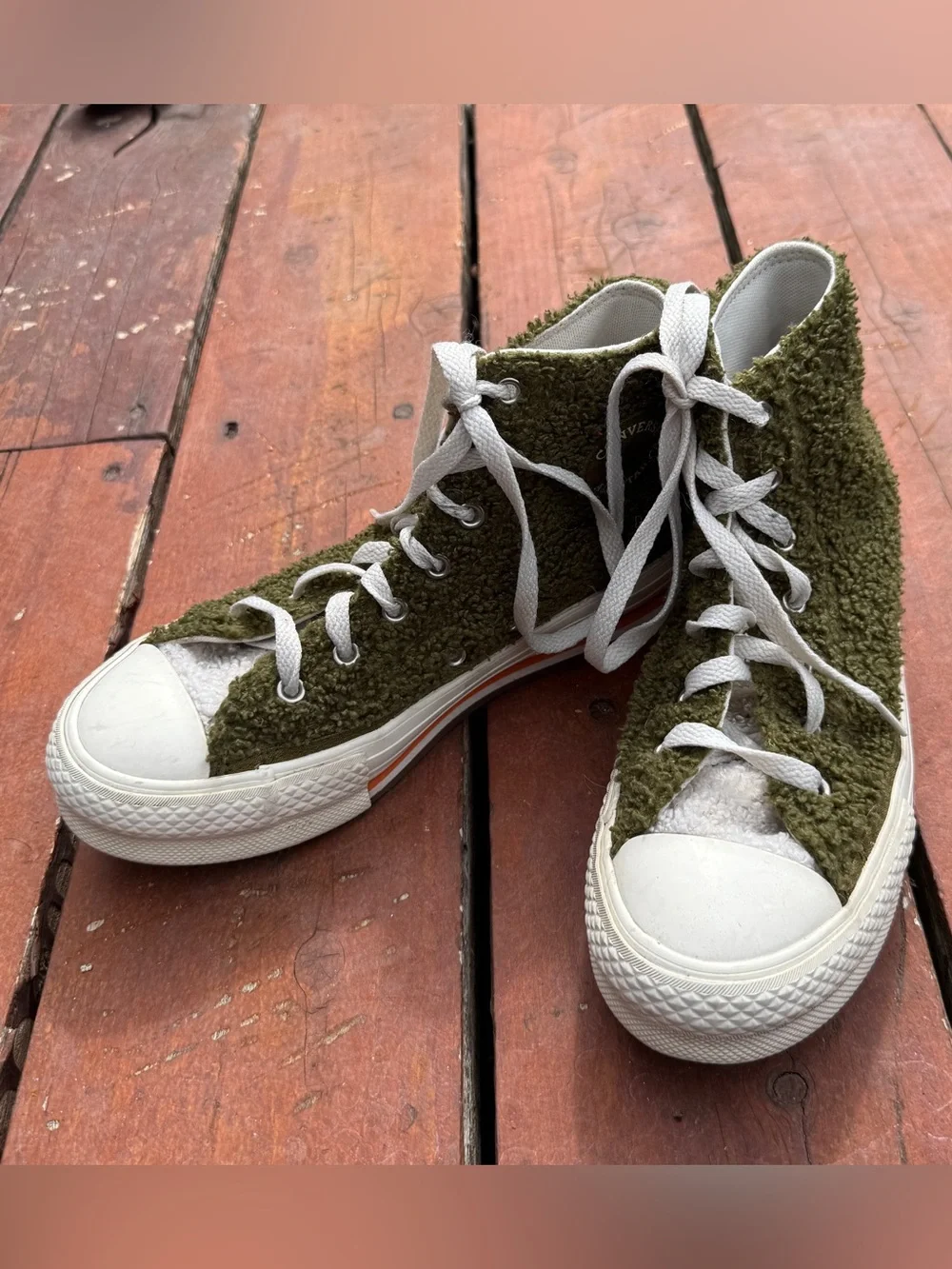 Converse Chuck Taylor All Star Sherpa EVA Platform sneakers Dark Moss green 4