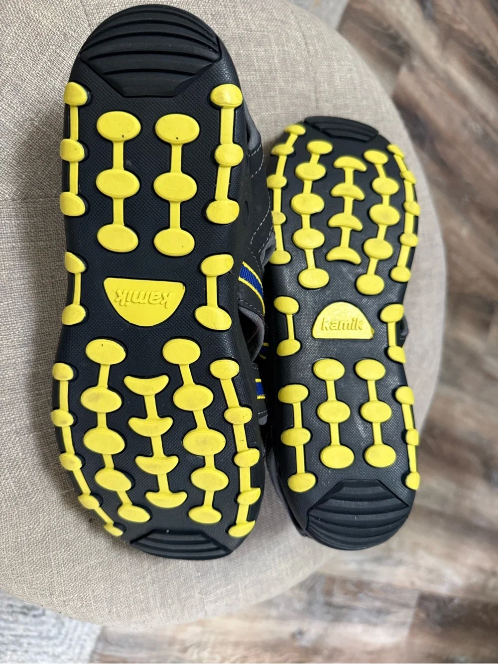 Kamik Black Sport Sandals with Yellow Accents