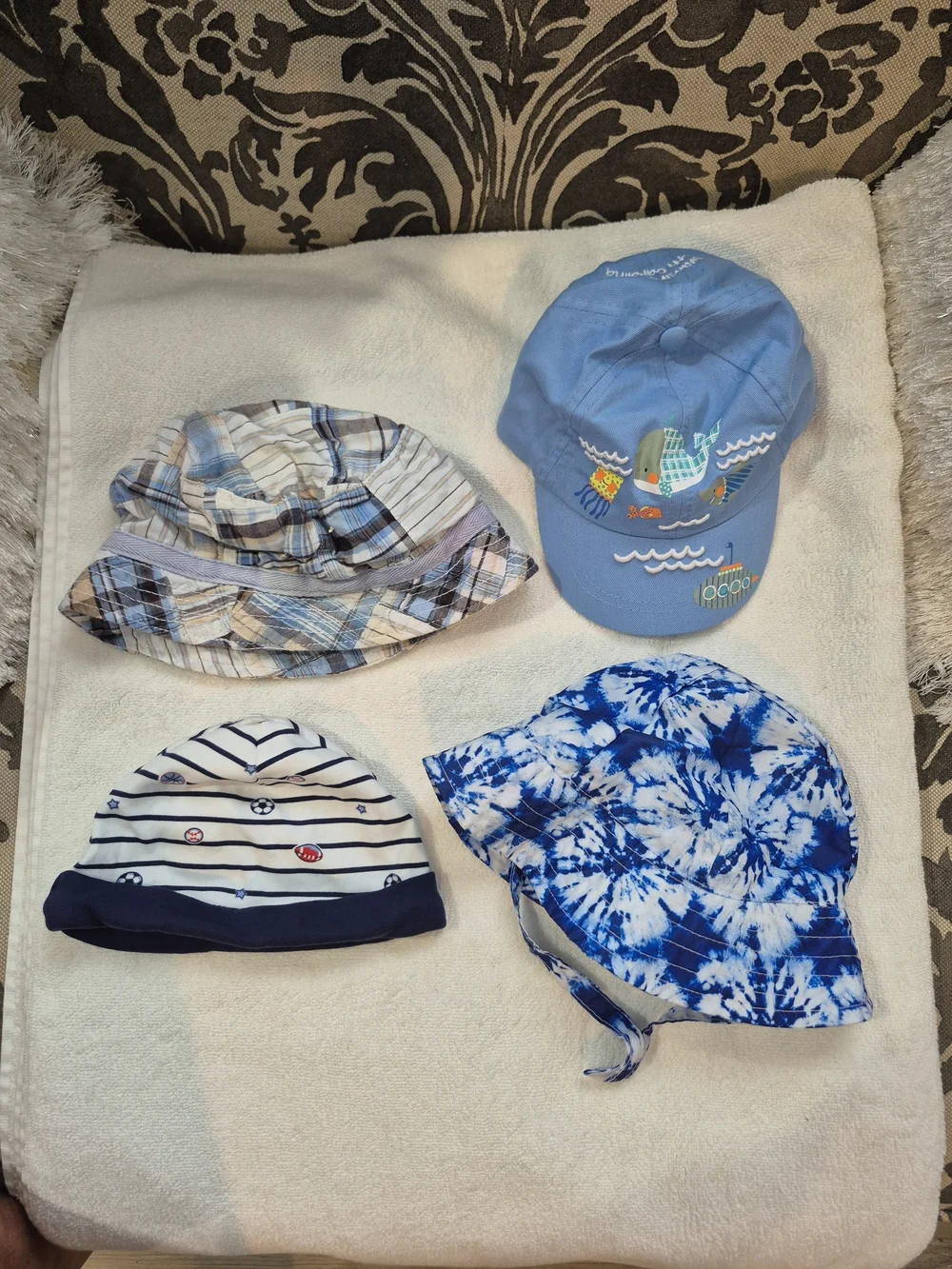Kids Blue Sun Bucket Hat Ball Cap Lightweight Summer Shade Hats 4 Hats Total
