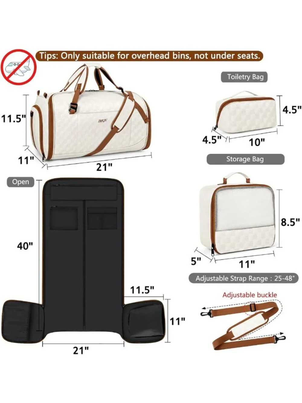 Versatile Travel Garment Bag Set - 4-in-1 Duffle with Backpack Straps & Shoe