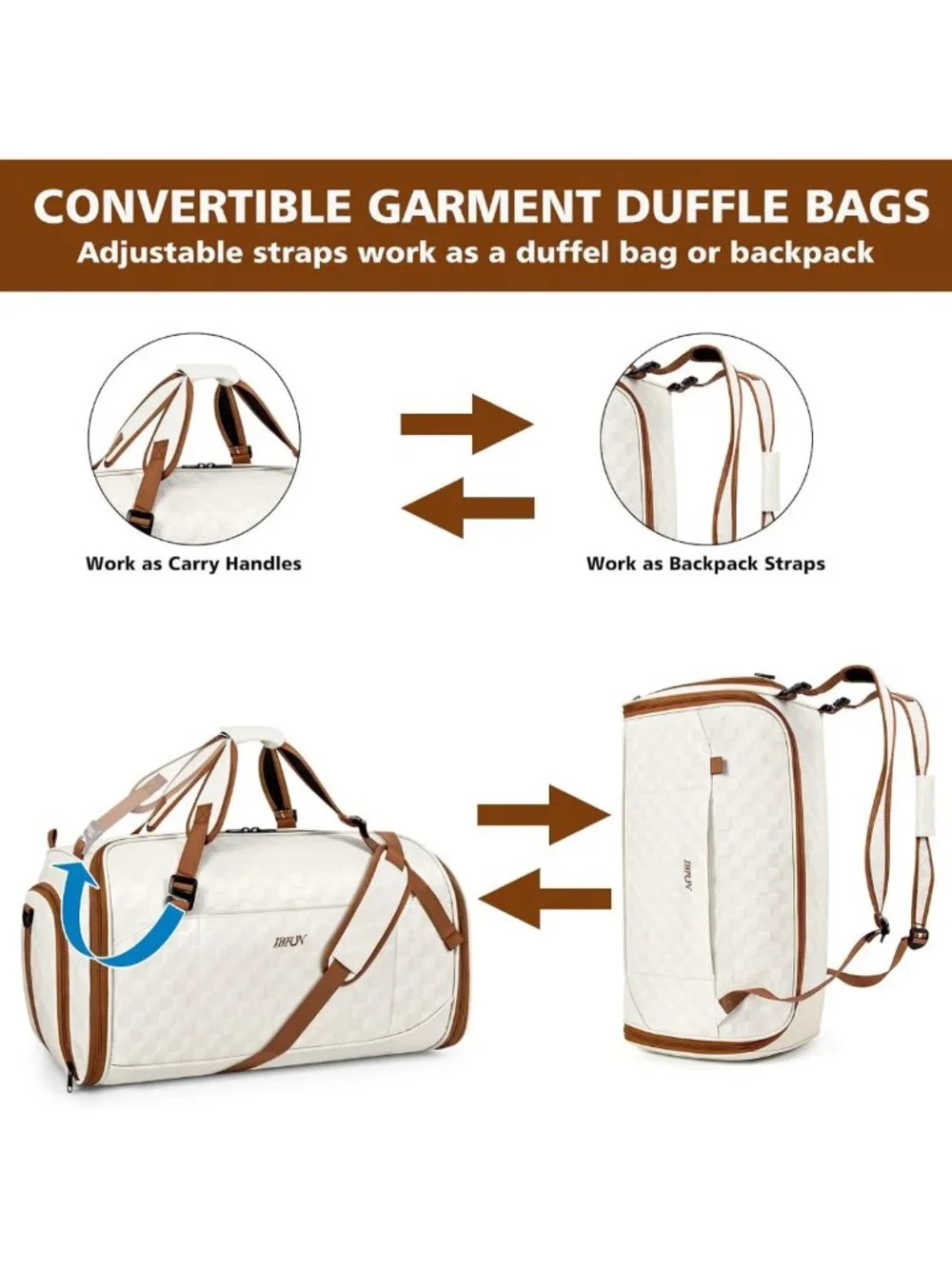 Versatile Travel Garment Bag Set - 4-in-1 Duffle with Backpack Straps & Shoe