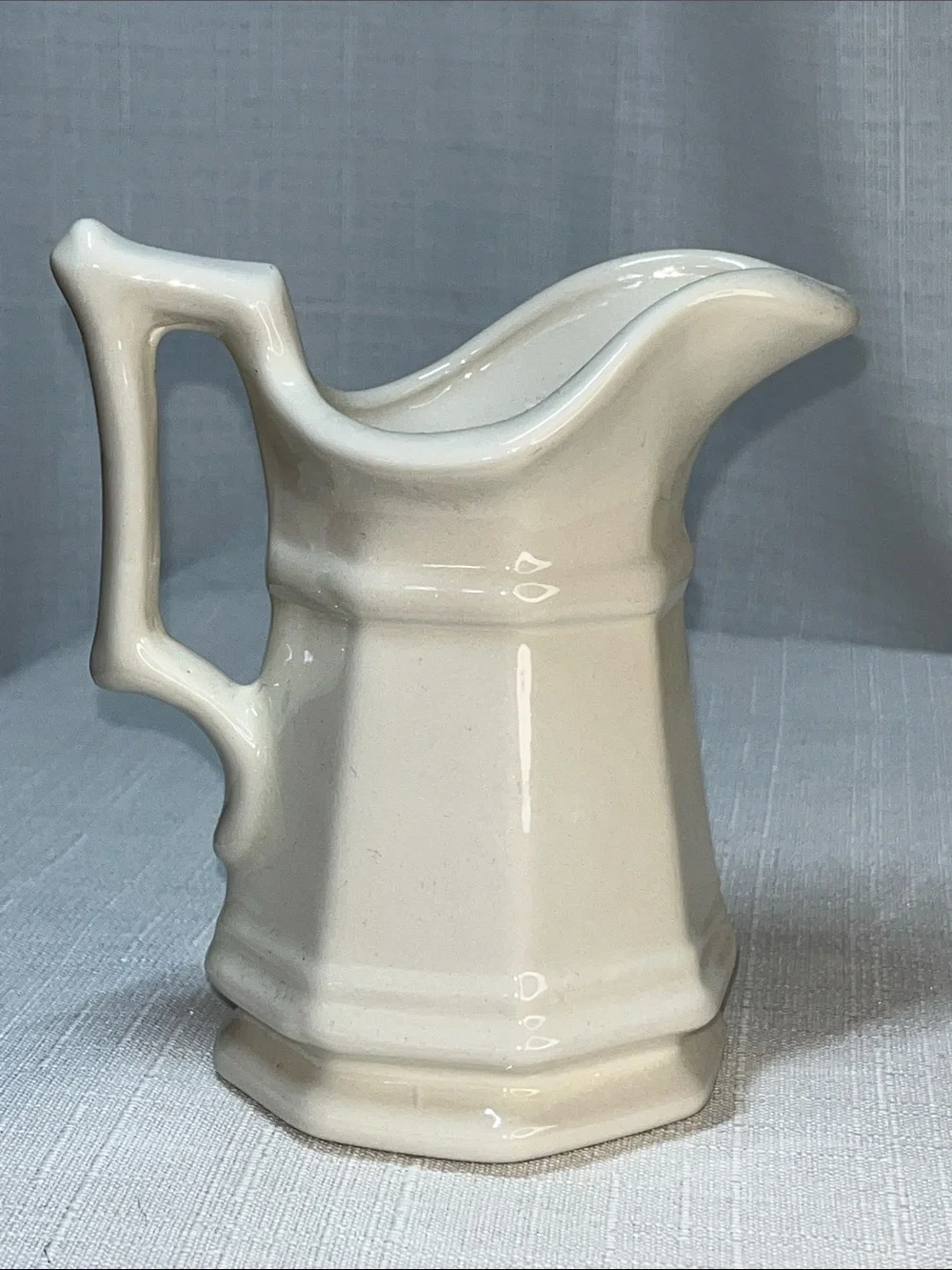 Handmade Signed Ceramic Creamer Pitcher White Pottery Vintage Farmhouse  5”