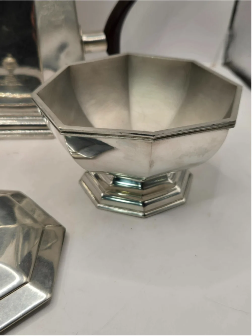 Vintage Lenox Kirk Stieff Pewter Coffee Set Octette Open Sugar Creamer Pot + Lid