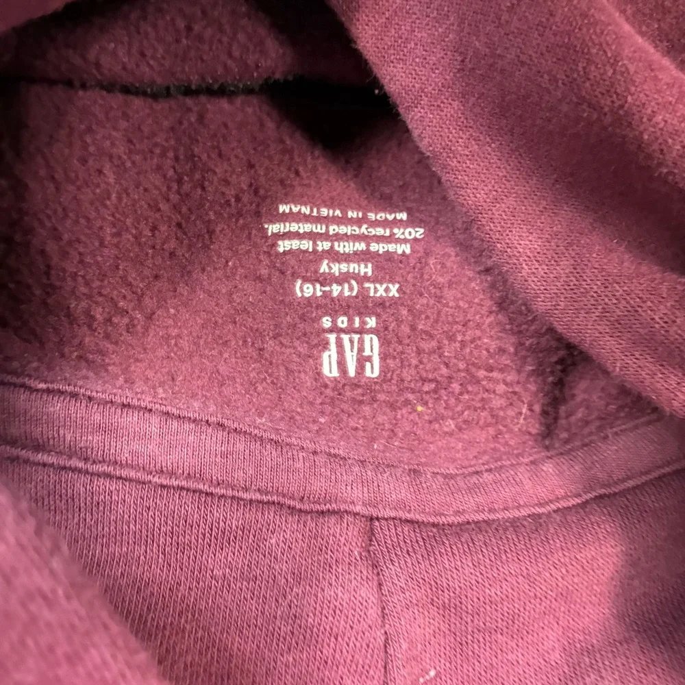 Gap Kids Burgundy Maroon Arch Logo Fleece Pullover Hoodie XXL 14-16 Husky