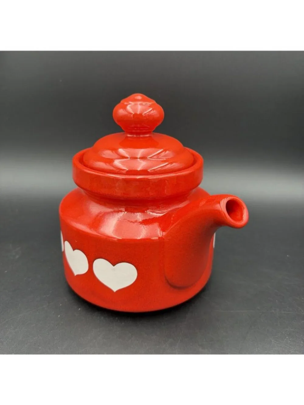 Vintage 1980s Waechtersbach West Germany Red White Heart Teapot ~7