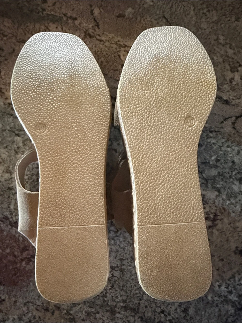 Neutral Tan Suede Platform Sandals with Woven-Texture Sole