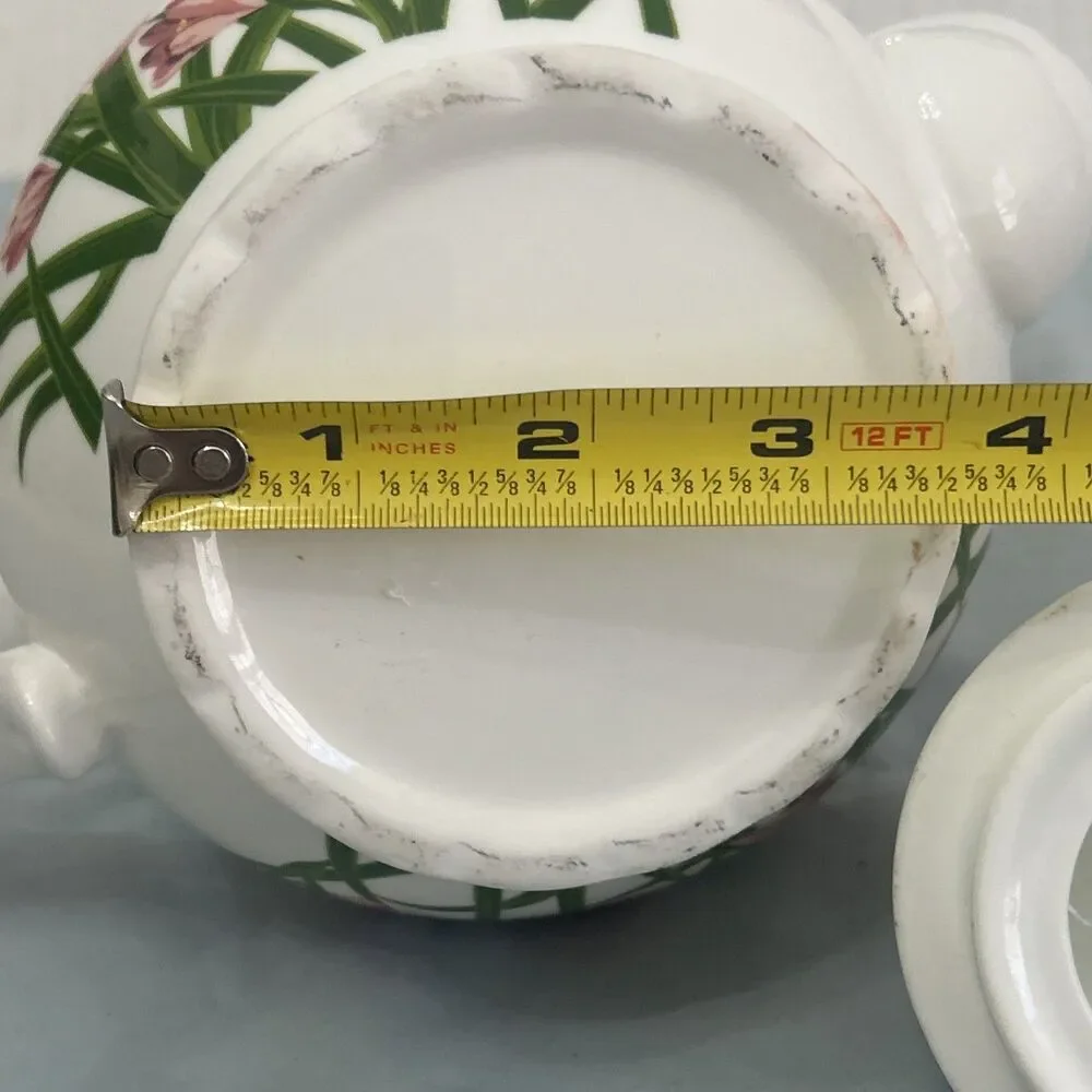 Vintage Floral Freesia Ceramic Hummingbird Teapot