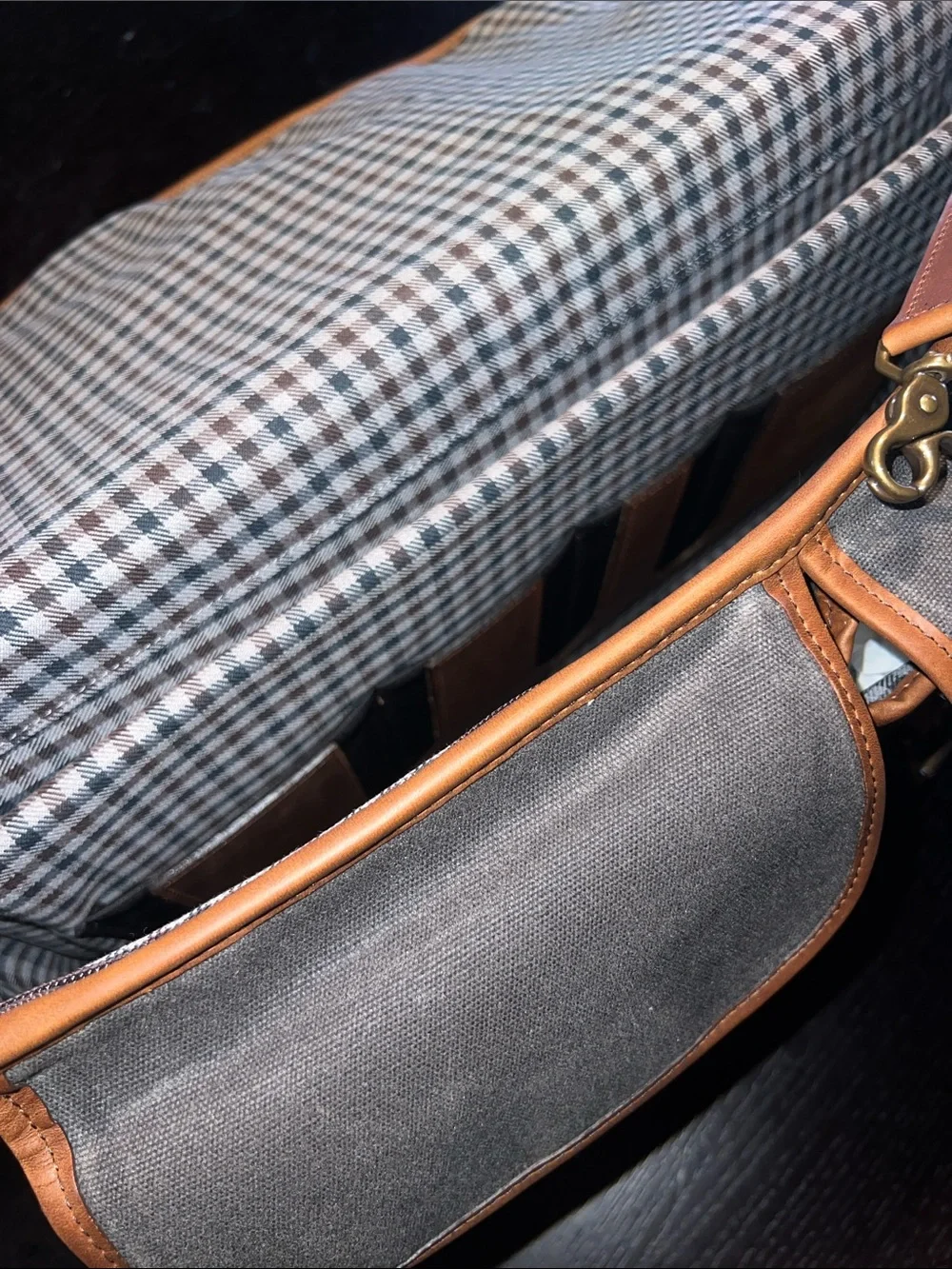 Korchmar “ Garfield” waxed canvas briefcase.