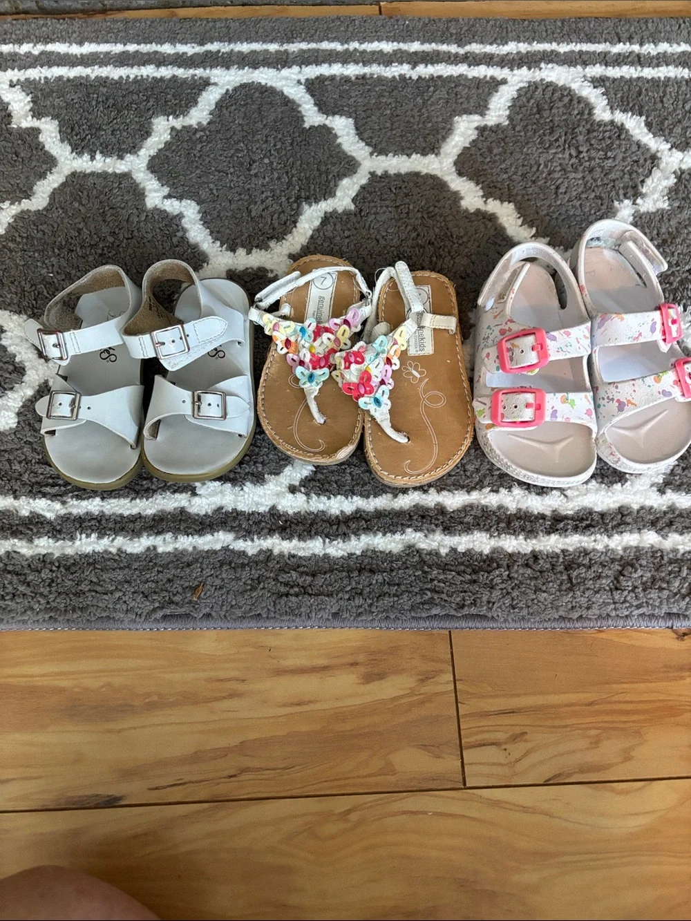 Bundle of SandalsGirls White Double-Buckle Sandals with Pink Accents - Unbranded