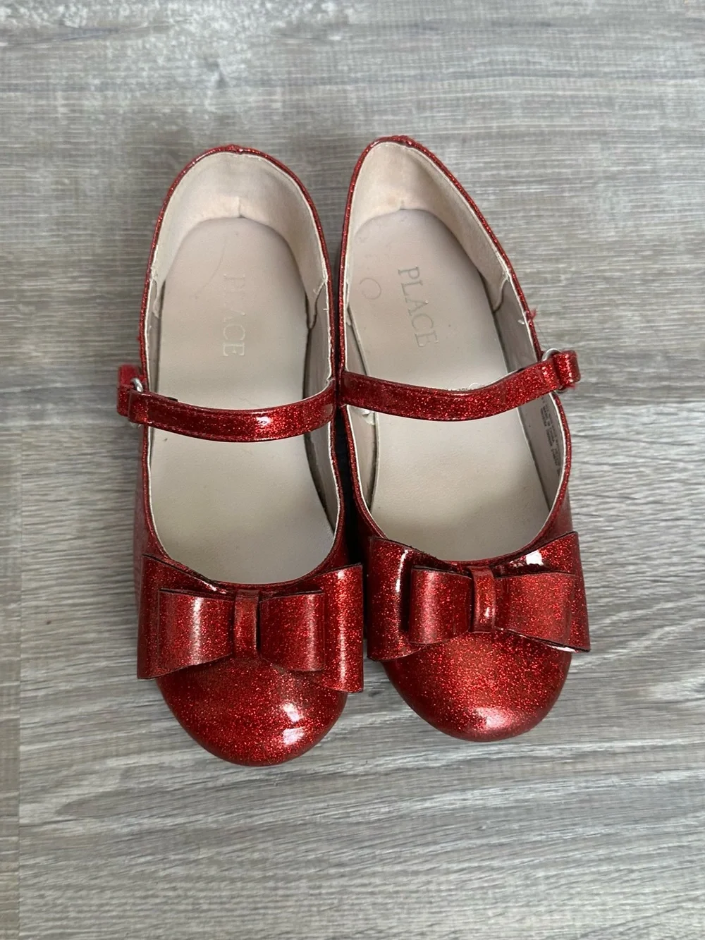 The Children's Place Red Glitter Bow Mary Jane Flats