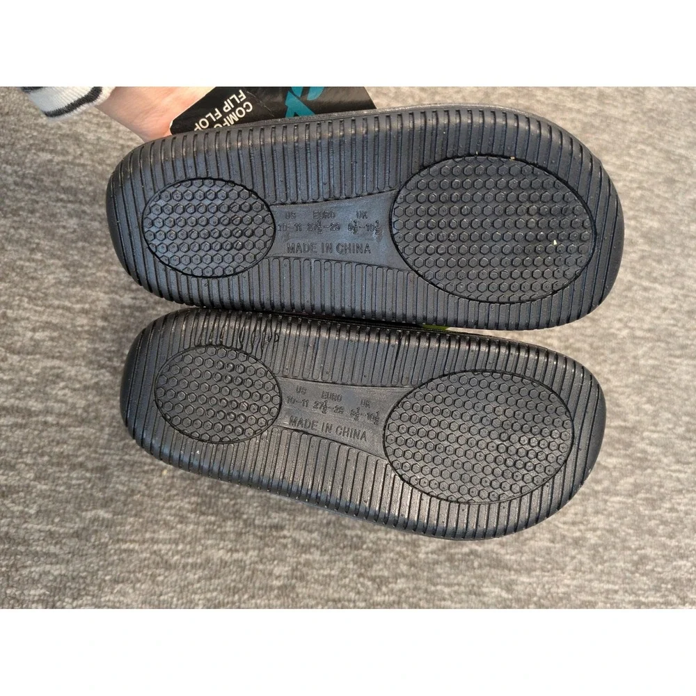 Cap3‎ Kids Size 10 11 Comfort Flip Flop Sandals Neon Green Black
