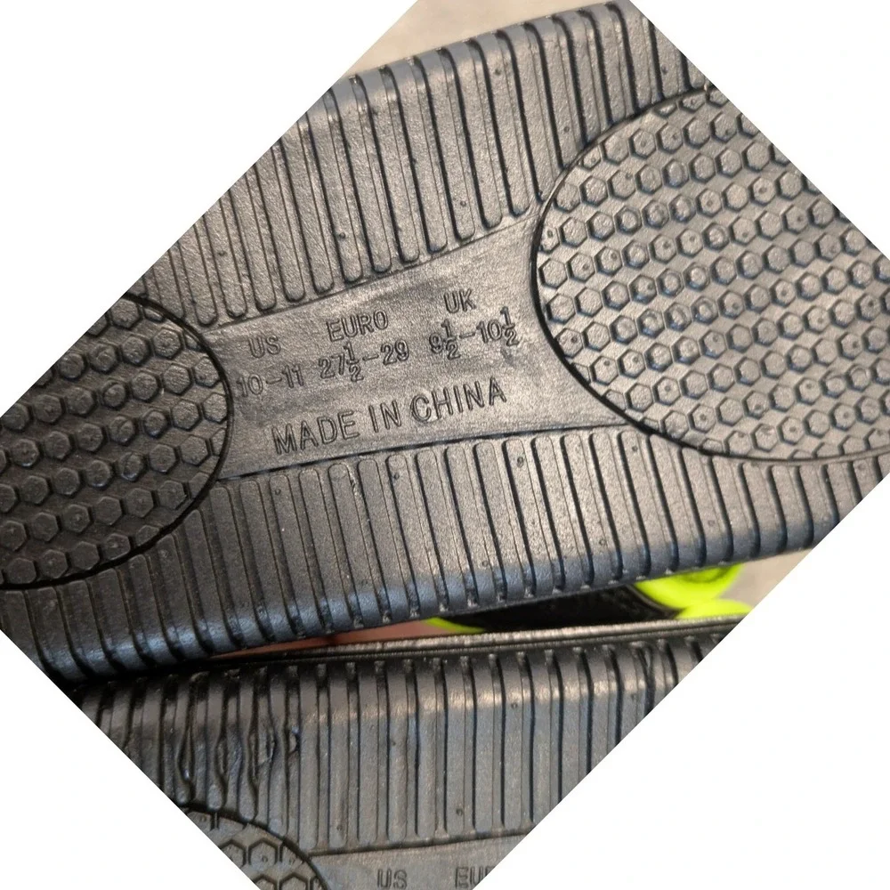 Cap3‎ Kids Size 10 11 Comfort Flip Flop Sandals Neon Green Black