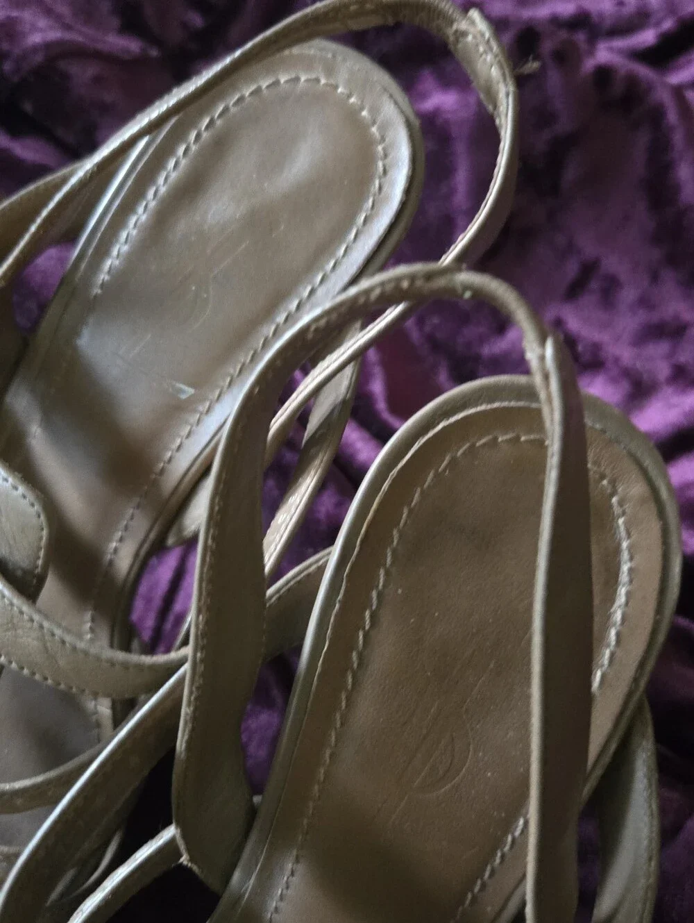 YSL Hamptons Tribute Strappy Platform Heeled Sandal 37.5 Taupe