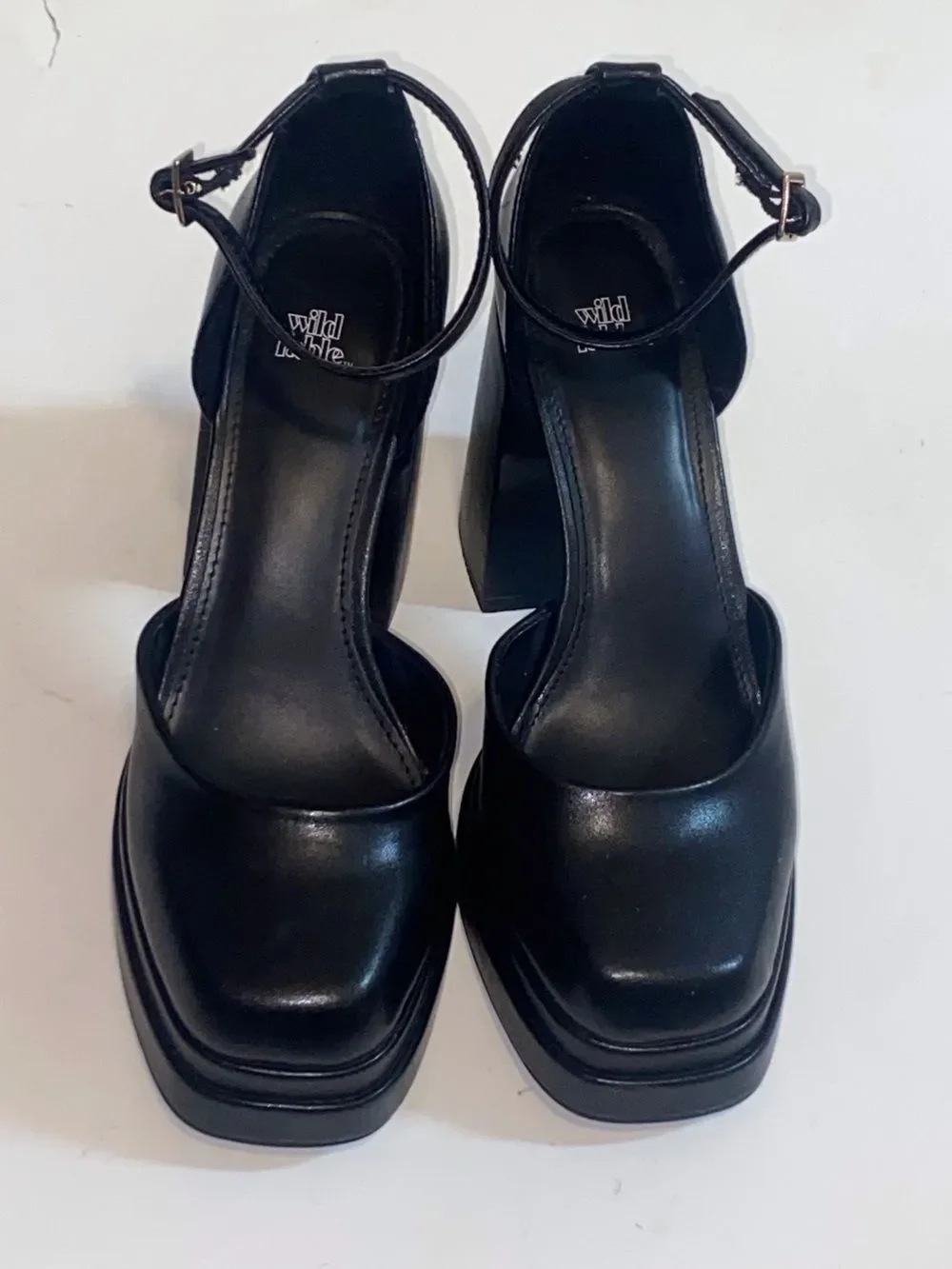 Wild Fable Black Platform Ankle-Strap Block Heels Size 6.5