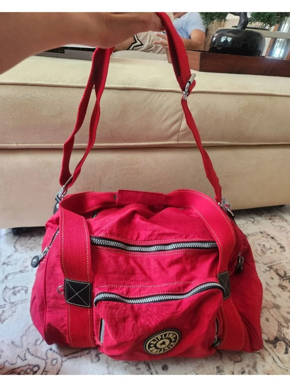 90's Kipling Red Duffel Shoulder Bag Luggage 18
